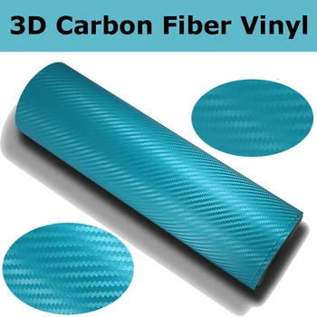 1,52x30 м/рулон, светло-голубой, 0,16 мм, 3D Карбоновая виниловая пленка из углеродного волокна для автомобиля, пленка для обертывания с выпуском воздуха