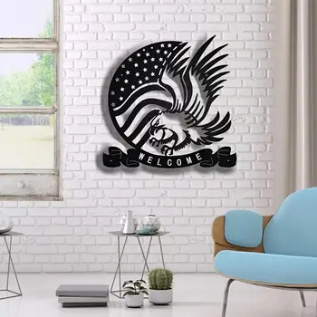 1 шт. Металлический настенный рисунок с флагом американского орла, металлический знак орла, украшение для комнаты, семейный настенный декор и подарок