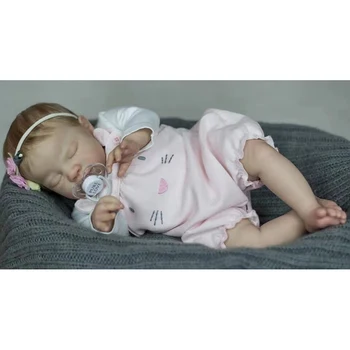 20-дюймовая кукла-Реборн, уже окрашенная, готовая девочка, Август, Спящая новорожденная кукла с волосами ручной работы, коллекционная кукла
