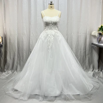 2022 Простой Плюс Размер На Бретельках Принцесса Реальное фото Свадебные Платья На заказ Vestidos de Noiva Тюлевое Свадебное платье