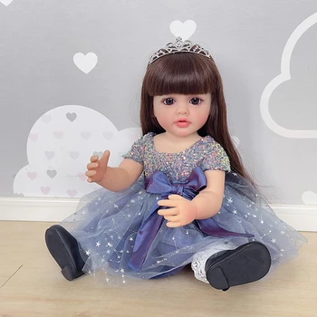 22-дюймовая кукла для девочки-малыша, возрожденная принцесса Бетти, Длинные волосы в платье, мягкие приятные подарки для тела для прямой доставки