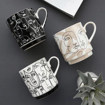 3 шт./компл. Скандинавская абстрактная фарфоровая кофейная чашка с чаем и молоком, складной столик, креативная керамическая чашка, украшение для кухни, домашнего офиса