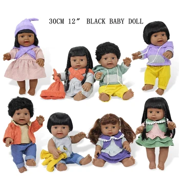 30 см 12 Дюймов Черная Кукла-Младенец С Мягким Телом Vinly, Новая Кукла-Реборн С Модной Одеждой, 3D Глазами, Игрушки 