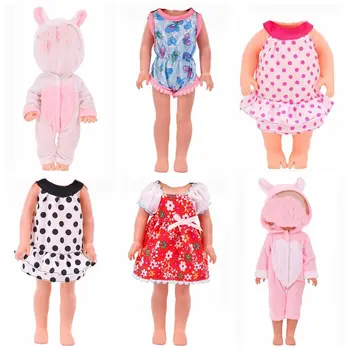 35 см, одежда для куклы, Модное платье с цветочным рисунком, Плюшевый боди с мультяшным кроликом, повседневная одежда, подходящие 14-дюймовые аксессуары для кукол, детские игрушки