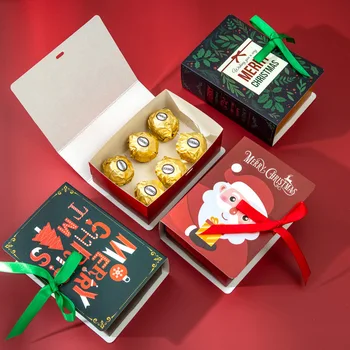 4 шт. Рождественские коробки для конфет В форме книги, Подарочная упаковка Санта-Клауса, сумки для Вечеринок Navidad Natal Noel, Рождественские подарки, Сумка