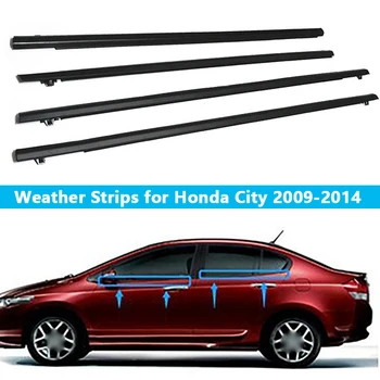 4ШТ Уплотнительная прокладка для бокового окна автомобиля, Уплотнительная прокладка для стекла, Литьевая отделка для Honda City 2009-2014