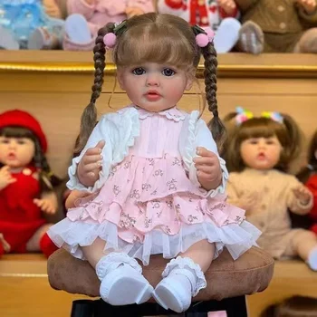 55 СМ 22 Дюйма Реалистичная кукла Reborn Baby Girl С Полным силиконовым Телом Реалистичная Принцесса Малышка Бебе Подарок На День Рождения