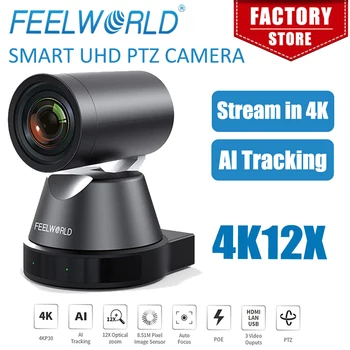 FEELWORLD 4K12X 4K PTZ-камера с 12-кратным Оптическим Зумом AI Tracking HDMI USB IP Пульт дистанционного управления с низким уровнем шума и высоким SNR