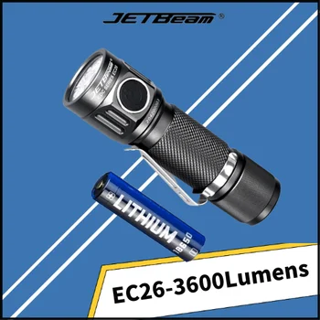 JETBEAM EC26 Мощный светодиодный фонарик 3600 люмен, тактический 18650 фонарь, лампа, Мини EDC фонарик, Охота на открытом воздухе