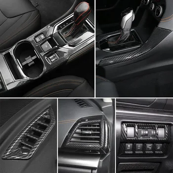 QHCP Кнопка Подъема Окна Рамка Держатель Стакана Воды Панель Крышка Воздуховода ABS Углеродное Волокно Черный Подходит Для Subaru XV 2018 Внутренний Комплект