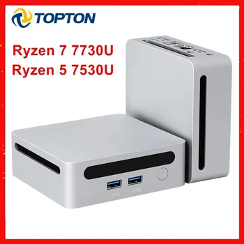 Topton AMD Ryzen 7 7730U 8-ядерный Игровой мини-ПК с 16 потоками Windows 11 2xDDR4 2xNVMe Настольный ПК 2xHDMI2.0,1 xType-C с тройным дисплеем