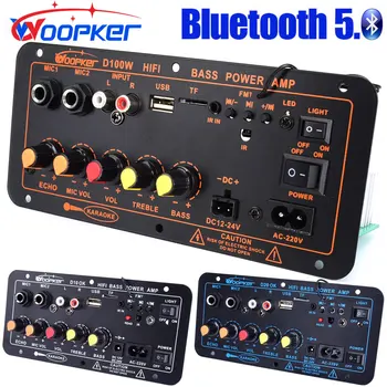 Woopker 300 Вт Bluetooth Плата аудиоусилителя D100, сабвуфер, двойной микрофон, модуль усилителя, 12 В, 24 В, 220 В, Медиаплеер