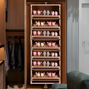Входной обувной шкаф вращается на 360 градусов и имеет несколько слоев обувных стоек со встроенной пыленепроницаемой многофункциональной
