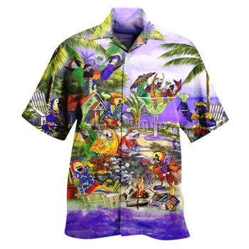 Гавайские Тропические Рубашки Для Мужчин С 3D Принтом Кокосовой Пальмы, Топы с коротким рукавом Для Пляжного Отдыха, Camisa, Негабаритные Топы, Футболка Homme