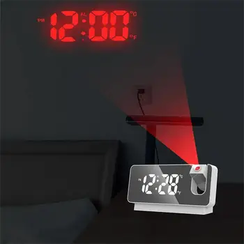 Главная Светодиодный Цифровой Проекционный Будильник Настольный Электронный с проектором времени на 180 градусов, Прикроватные часы для Спальни, Хит продаж 2023