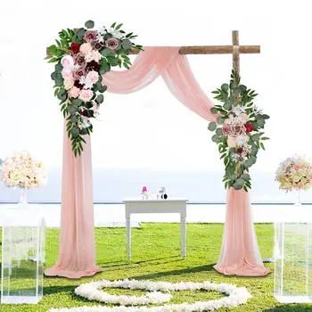 Декор свадебной арки (упаковка из 3 штук)-2 шт. цветов для свадебной арки и 1 шт. ткани, Белые цветы для свадебных арок для церемонии