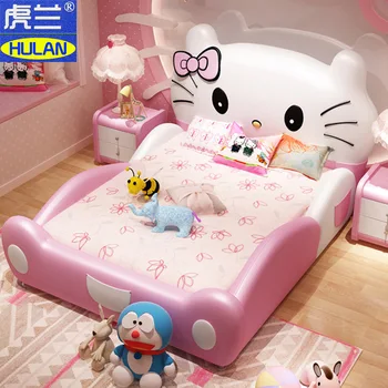 Детская мебель кровать для девочки с рисунком дочки с ограждением детская студенческая кровать кровать для девочки мягкая кровать-мешок