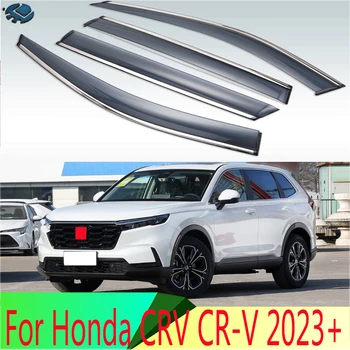Для Honda CRV CR-V 2023 + Пластиковый внешний Козырек, Вентиляционные шторы, Защита От Солнца и Дождя, Дефлектор 4 шт.