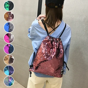 Женская сумка на шнурке с красочными блестками, Портативная, Модная, Спортивная, креативная, для путешествий на открытом воздухе, Рюкзак для альпинизма Большой емкости