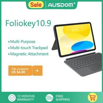 Защитный Чехол для клавиатуры AUSDOM Foliokey10.9, Съемная Клавиатура с подсветкой USB-C, Трекпад, Подставка Для iPad 10-го поколения 2022
