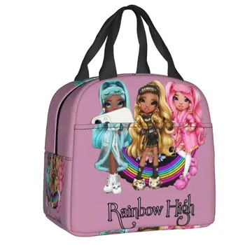 Изготовленная на заказ сумка для ланча Rainbow High Dolls, женская сумка-холодильник, Термоизолированные коробки для ланча для детей, школьная сумка для ланча