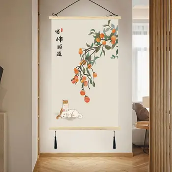 Картины со Свитками в Китайском Стиле Хурма Гостиная Спальня Офис Прихожая Домашний Декор Эстетичный Гобелен Настенные Плакаты