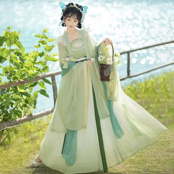 Красивая женская струящаяся юбка Hanfu на весну и осень в китайском стиле с феерической талией, традиционная китайская одежда для косплея Hanfu