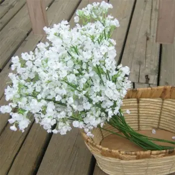 Красивые Искусственные белые пластиковые цветы Гипсофилы Свадебные Украшения для дома, вечеринки в отеле