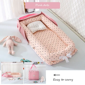 Кровать-гнездо для новорожденного с принтом подушки, Переносная кроватка с рисунком Звезды, Детская Хлопковая Колыбель, Детская Кроватка, Люлька для новорожденных