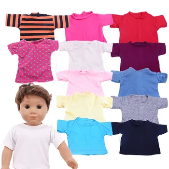 Кукольная одежда 43 см, аксессуары для новорожденных кукол, подходит для куклы 18 дюймов, Повседневная однотонная короткая рубашка, рождественские подарки
