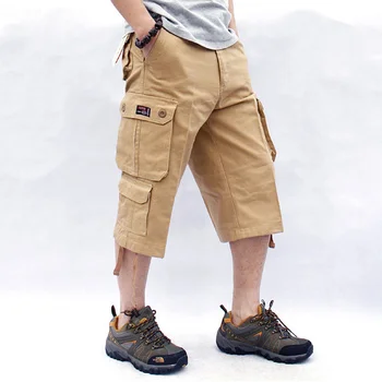Летние мужские семиточечные комбинезоны бренда tide, свободные хлопковые пятиточечные шорты большого размера, толстые 7-точечные брюки-карго плюс