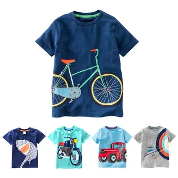 Летняя Хлопковая футболка Для мальчиков, Детские Рубашки, Повседневная футболка с короткими рукавами и принтом автомобиля Для маленьких мальчиков, Футболки Для Малышей, Топы