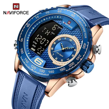 Лучшие оригинальные часы Naviforce от бренда для мужчин, модные Водонепроницаемые многофункциональные наручные часы с хронографом и светящимся дисплеем