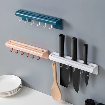 Многофункциональная стойка для хранения ножей, Настенная стойка для хранения, Держатель ножей, Органайзер для посуды, перфоратор, Кухонные принадлежности