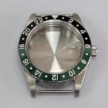 Модифицированный 39-миллиметровый корпус часов из нержавеющей стали с однонаправленным вращающимся зеленым светящимся безелем, подходит для механизма NH34, NH35, NH36