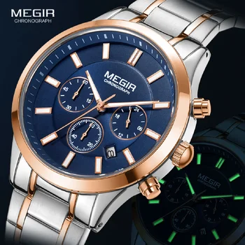 Мужские часы MEGIR 2023, Новые Кварцевые Часы с Хронографом, Роскошные Наручные Часы из нержавеющей Стали, Мужские Relogios Masculino ��ѧ�� �ާ�ا�ܧڧ�