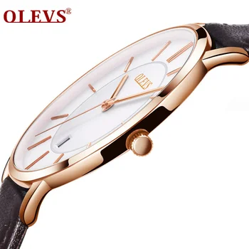 Мужские часы OLEVS, лучший бренд класса Люкс, кварцевые наручные часы, Спортивные, повседневные, из натуральной кожи, Простой дизайн, Тонкие мужские часы 5869