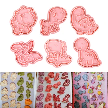 Мультяшные формы для печенья с животными, Обезьяна, Слон, Единорог, Динозавр, Пластиковая 3D пресс-форма для печенья, штамп для печенья, инструменты для домашней выпечки