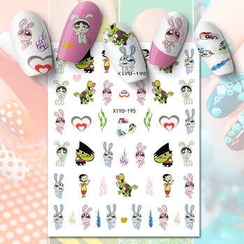 Наклейка для ногтей с Рисунком Power Girl, Пламя, клей, Лак для ногтей, Слайдер, Рисованный Дизайн, Декоративная наклейка 