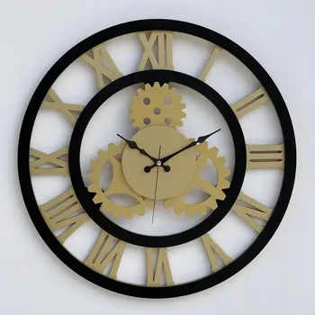 Настенные часы в стиле Ретро с 3D Механизмом, декоративные Деревянные бесшумные римские цифры, Настенные часы Большого размера для гостиной, офиса, декора в европейском стиле