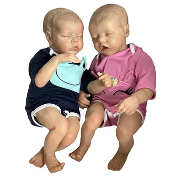 Новая 40-сантиметровая высококачественная расписная кукла-Реборн, сестры-близнецы, Девочка, Спящая с закрытыми глазами, Милая кукла-реборн, Рождественский подарок на день рождения