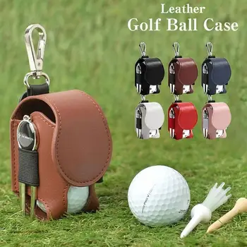 Переносная сумка для хранения мячей для гольфа, поясной держатель для мячей для гольфа, мини-карманный контейнер с металлической пряжкой, кожаная поясная сумка для гольфа