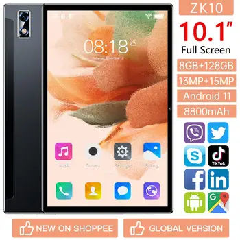 Планшетный ПК Android 11 ZK10 с экраном 10,1 дюйма HD Оперативная память: 6/8/12 ГБ-Встроенная память: 128/256/512 ГБ с поддержкой клавиатуры Двойная карта Глобальная версия