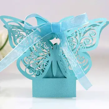 Прочная, сделанная своими руками с лентами, Свадебные Коробки для шоколадных конфет, Подарочная коробка для Вечеринок, Бабочка