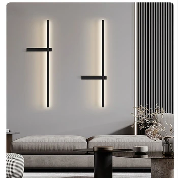 Современное настенное светодиодное минималистичное освещение гостиная в стиле ар-деко, роскошный фон, дизайнерская прикроватная тумбочка для спальни, ультратонкий настенный светильник
