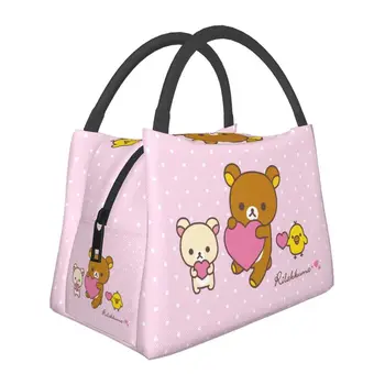 Сумка для ланча с рисунком Медведя из мультфильма Kawaii Rilakkuma, женская переносная сумка для ланча, контейнер для работы, путешествий, коробка для еды