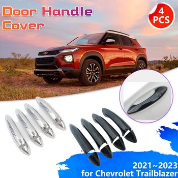 Хромированная Дверная Ручка из Углеродного Волокна для Chevrolet Trailblazer RS LS 2021 ~ 2023 2022, Черная Накладка для ключей Автомобиля, Наклейка, Аксессуары