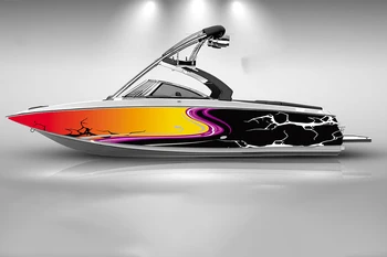 Цветные наклейки с абстрактной графикой на лодку, Самоклеящиеся наклейки, Модные виниловые водонепроницаемые наклейки на лодку, наклейка на наклейку