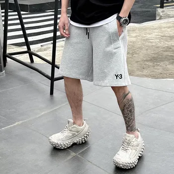 Шорты Yohji Yamamoto Y3 с надписью, Модные Повседневные Короткие мужские брюки, Летние Высококачественные Универсальные Спортивные брюки с прямыми штанинами Y-3