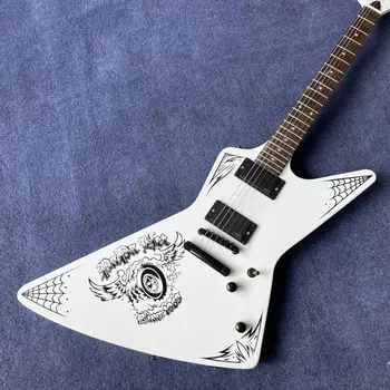 Электрогитара Custom shop Белого цвета с накладкой из розового дерева gitaar